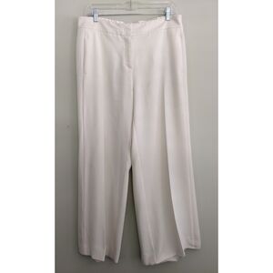 Marella Art 365 White Wide Leg Cropped Pocket Hook Closure Pants